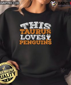 Cute sweatshirt featuring a Taurus design with penguins, perfect for astrology and animal lovers.