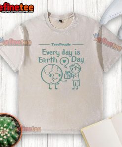 Alt Text: Cute Treepeople Every Day is Earth Day washed t-shirt design featuring vibrant colors and eco-friendly message.