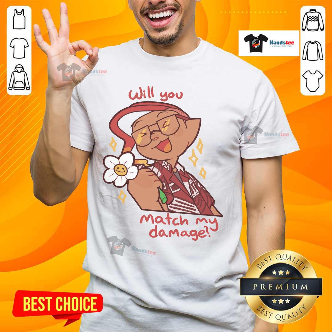 Cute Will You Match My Damage Gamer Character Flower T Shirt Cute 'Will You Match My Damage' gamer character flower t-shirt design featuring vibrant colors and playful graphics.
