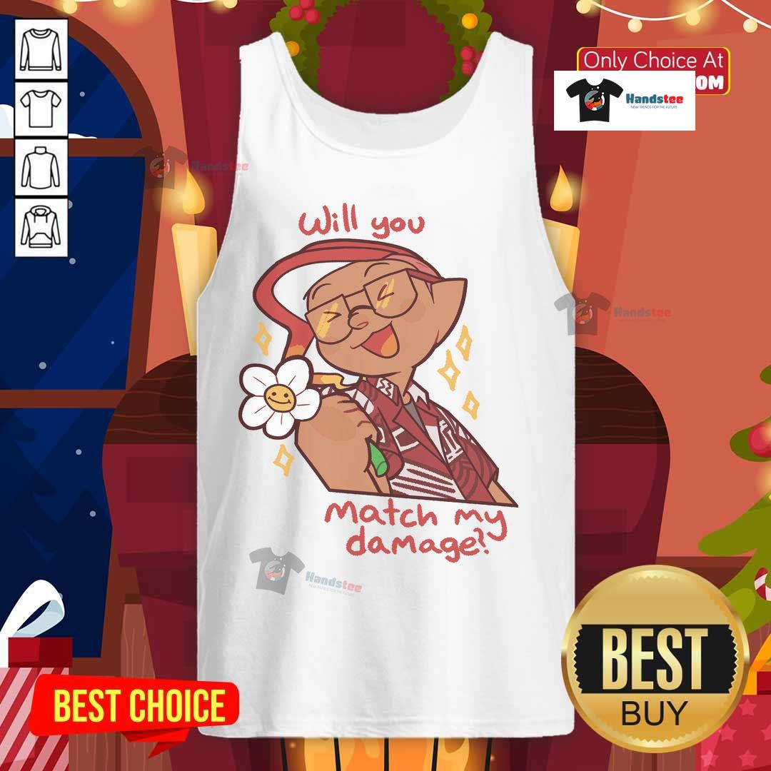 Cute Will You Match My Damage Gamer Character Flower Tank Top Cute Will You Match My Damage gamer character flower tank top design featuring vibrant colors and playful graphics.