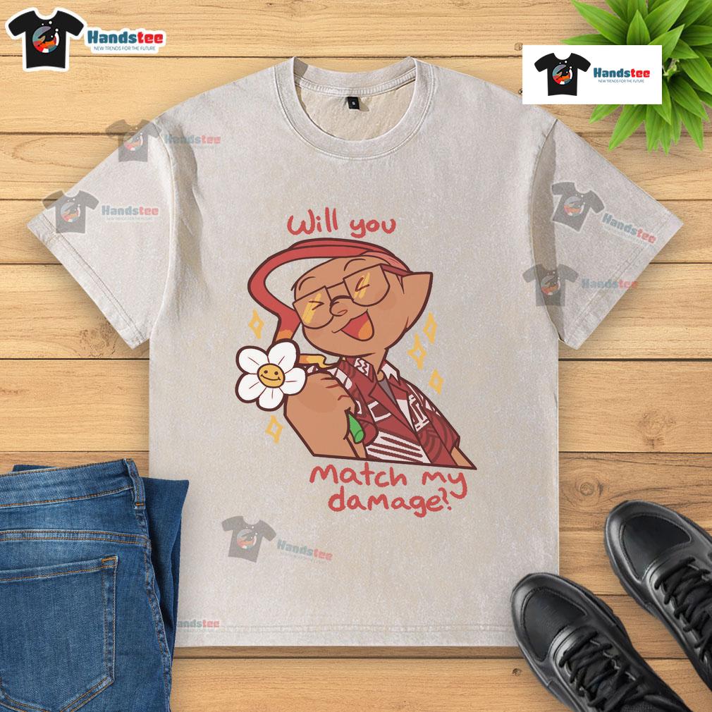 Cute Will You Match My Damage Gamer Character Flower Washed T Shirt Cute Will You Match My Damage gamer character on a flower washed t-shirt, perfect for gaming enthusiasts.