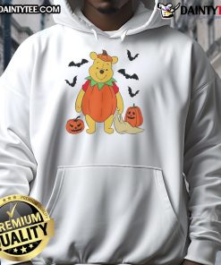 Adorable Winnie the Pooh Halloween hoodie with a big pumpkin design, perfect for festive fall celebrations.