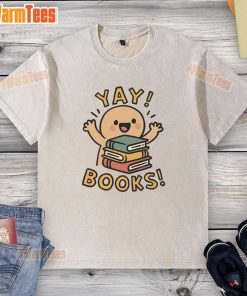Cute Yay Books Washed T-Shirt featuring a playful book graphic, perfect for book lovers and casual wear.