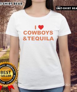 Womens 'Nice I Love Cowboys And Tequila' tee showcasing a stylish design perfect for country music and rodeo fans.