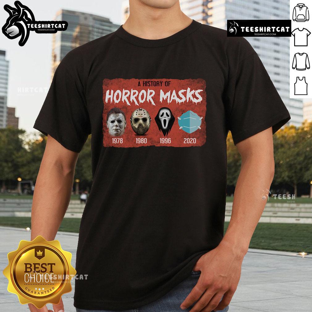 Funny A History Of Horror Mask Horror Movie T Shirt Funny A History Of Horror Mask Horror Movie T-Shirt featuring iconic horror masks for movie enthusiasts.