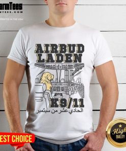 Funny Airbud Laden K911 T-Shirt featuring a humorous dog graphic, perfect for pet lovers and comedy fans.