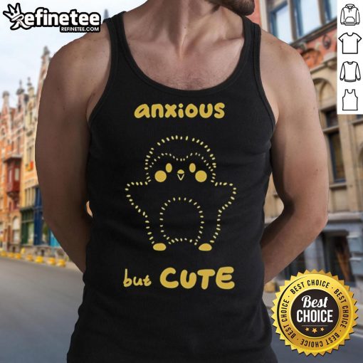 Alt Text: Adorable finch tank top featuring a funny, anxious bird design, perfect for casual wear and bird lovers.