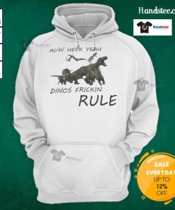 Alt Text: Funny 'Aww Heck Yeah' Dinosaur Hoodie featuring a playful dinosaur design, perfect for dino lovers and casual wear.