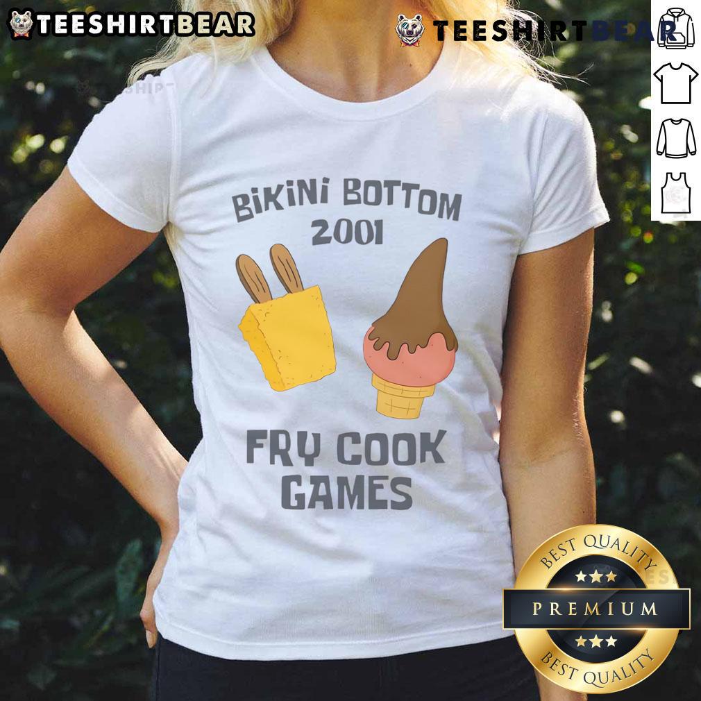 Funny Bikini Bottom 2001 Fry Cook Games Spongebob And Patrick Ladies Tee Funny Bikini Bottom 2001 Fry Cook Games featuring SpongeBob and Patrick on a ladies tee, perfect for fans of the series.
