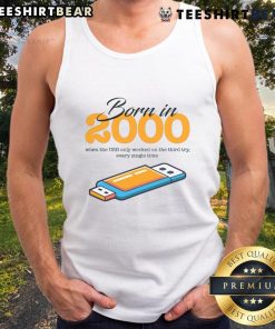 Funny tank top for 2000s kids, featuring a joke about USBs only working on the third try. Perfect for nostalgia lovers!