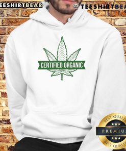 Funny Certified Organic Cannabis Leaf Hoodie featuring a playful design, perfect for cannabis enthusiasts and eco-conscious wearers.