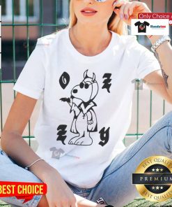 Alt Text: Funny Chinacat Ozzy Snoopy ladies tee featuring playful cartoon designs for a stylish and fun look.