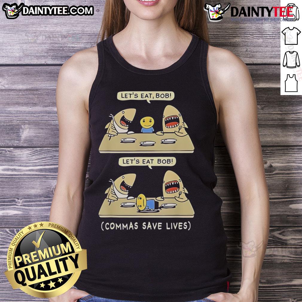 Funny Commas Punctuation Shark Lets Eat English Tank Top