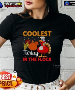 Funny Coolest Turkey in the Flock Thanksgiving Turkey Ladies Tee showcasing a playful turkey design for festive celebrations.