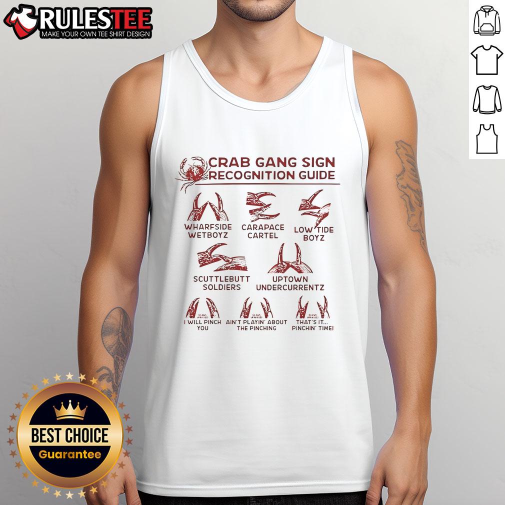 Funny Crab Gang Sign Recognition Guide Tank Top Funny crab gang sign recognition guide tank top featuring a playful crab graphic and vibrant colors for beachwear.