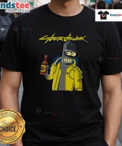Funny Cyberdrunk Bender Futurama Cyberpunk T-Shirt featuring Bender in a vibrant, futuristic design.