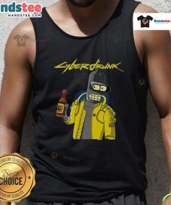 Funny Cyberdrunk Bender Futurama Cyberpunk tank top featuring vibrant graphics of Bender in a futuristic design.