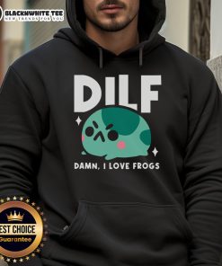 Funny DILF Damn I Love Frogs Hoodie featuring a playful frog graphic, perfect for frog lovers and casual wear enthusiasts.