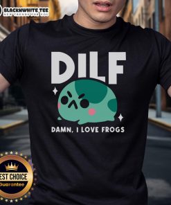 Funny Dilf Damn I Love Frogs T-Shirt featuring a playful frog graphic and humorous text design.