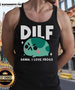 Funny DILF Damn I Love Frogs tank top featuring a playful frog graphic, perfect for casual summer wear and frog lovers.