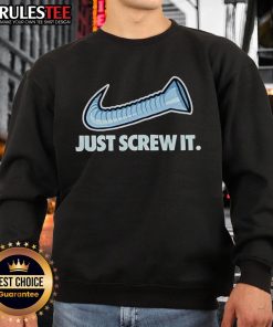 Funny DJ Screw Just Screw It sweatshirt featuring a playful graphic design, perfect for music lovers and streetwear fans.