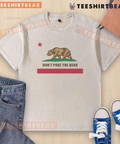 Funny 'Don't Poke The Bear' California Republic washed t-shirt design featuring a playful bear graphic.