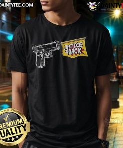 Funny Donut Operator Justice Quack T-Shirt featuring a humorous design of a duck in a police hat with donuts.