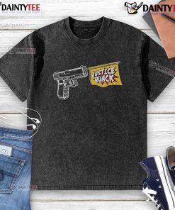 Funny Donut Operator Justice Quack T-Shirt featuring a humorous design with a donut and playful text.