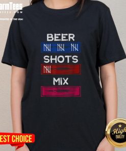 Funny drinking tally shirt for ladies featuring beer and shots tracker design, perfect for party and mix events.