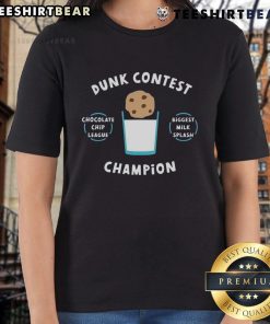 Funny Dunk Contest Champ showcasing a huge milk splash in the Chocolate Chip League, perfect for ladies' tee enthusiasts.