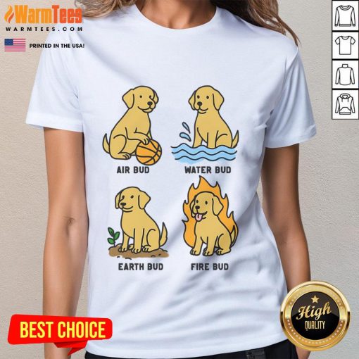 Cute dog graphic on a Funny Elemental Bud Ladies Tee, perfect for dog lovers and casual wear.