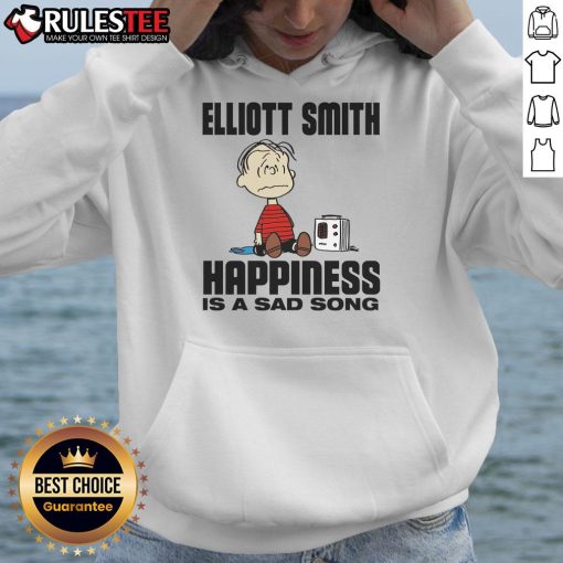 Alt Text: Funny Elliott Smith Happiness Is A Sad Song Peanuts hoodie featuring cartoon characters in a playful design.