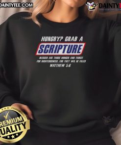 Funny Famous Scripture Gifts sweatshirt featuring a Bible verse candy bar parody design, perfect for humor-loving believers.