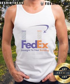 Funny FedEx Straight to Your Building 911 meme tank top design featuring humorous graphics and bold text perfect for casual wear.
