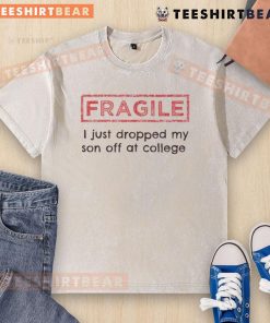 Funny 'I Just Dropped My Son Off at College' washed t-shirt, perfect for parents celebrating their child's college journey.