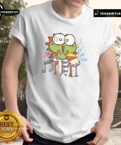 Funny frog with a drum graphic on a cute t-shirt, perfect for animal lovers and music enthusiasts.