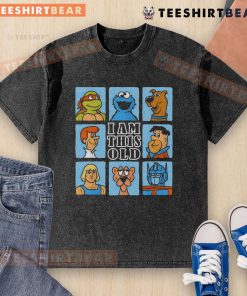 Funny Gen X cartoon on a washed t-shirt showcasing 'Old I Am This Old' humor for vintage nostalgia lovers.