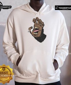 Funny gorilla hand monster hoodie featuring a playful design, perfect for quirky fashion lovers and animal enthusiasts.