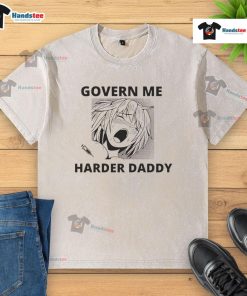 Funny Govern Me Harder Daddy anime washed t-shirt featuring a playful graphic design, perfect for anime fans and casual wear.