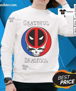 Funny Grateful Deadpool skull logo sweatshirt featuring a vibrant design perfect for fans of humor and comics.