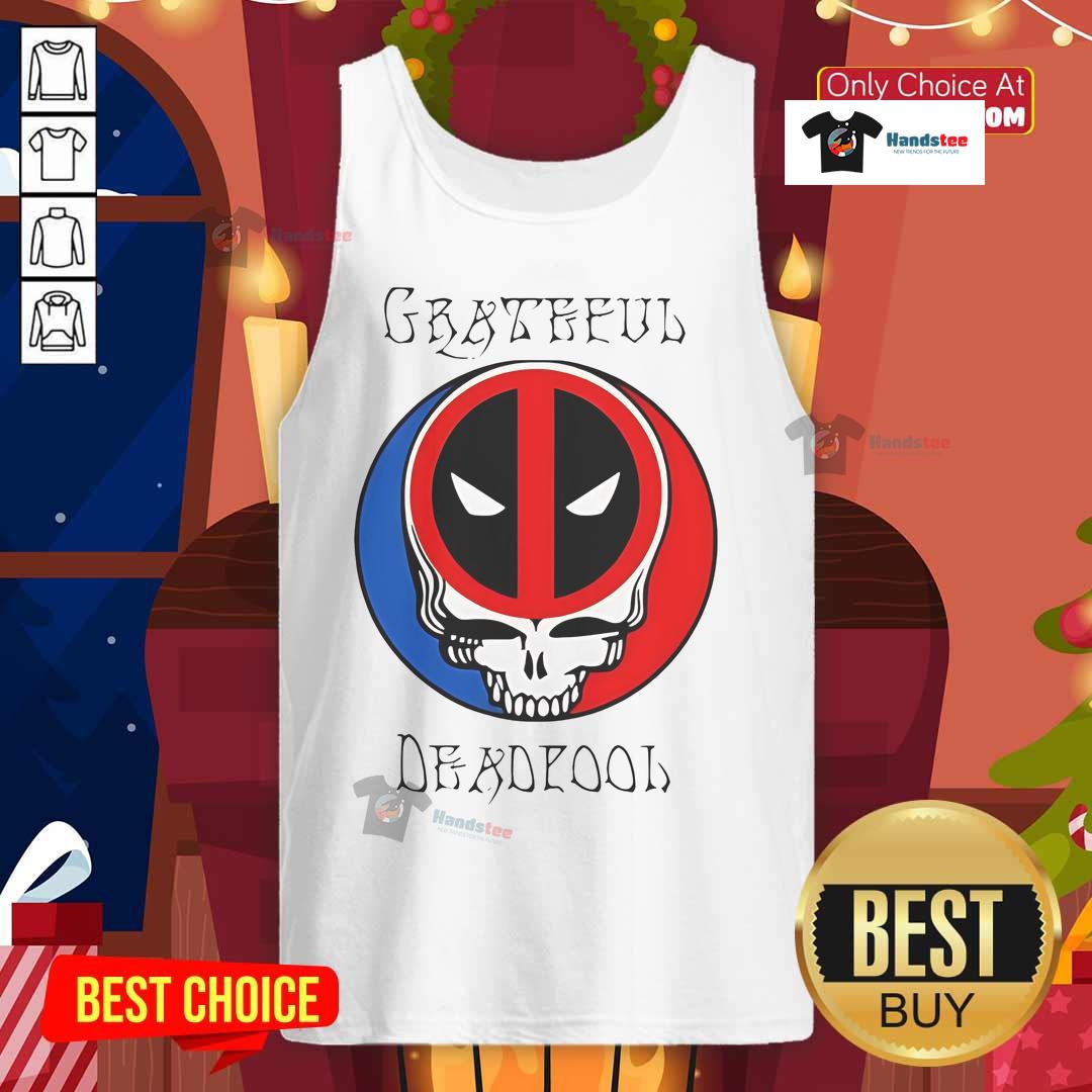 Funny Grateful Deadpool Skull Logo Tank Top Funny Grateful Deadpool skull logo tank top design featuring vibrant colors and a playful graphic for comic fans.