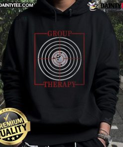 Funny group therapy hoodie featuring gun target shooting design, perfect for humor and relaxation enthusiasts.