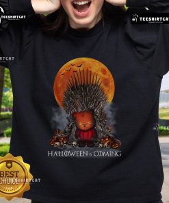 Funny Halloween Game of Thrones parody sweatshirt featuring Iron Throne, pumpkin, and skull design.