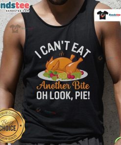 Funny Thanksgiving tank top featuring a turkey and pie design, perfect for holiday feasts and festive gatherings.