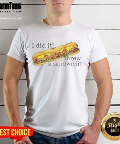 Alt Text: Funny 'I Did It I Threw A Sandwich' Free DC Classic T-Shirt featuring a humorous design and vibrant colors.