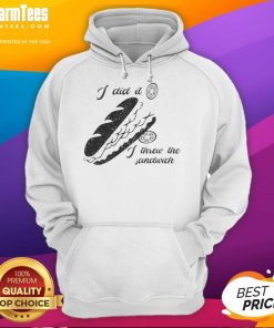 Alt Text: Funny I Did It I Threw The Sandwich hoodie worn during the Washington DC Occupation 2025 protest.