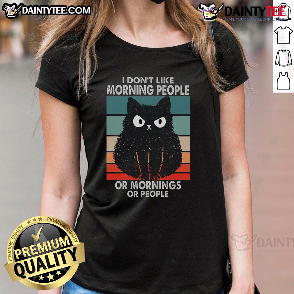 Funny I Don'T Like Morning People Grumpy Cat Morning On Champion Ladies Tee Alt Text: Grumpy Cat graphic on a Funny I Don't Like Morning People tee, perfect for champion ladies who dislike mornings.