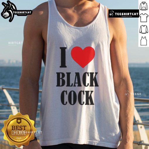 Funny 'I Love Black Cock' tank top design featuring playful text and vibrant colors, perfect for casual wear.