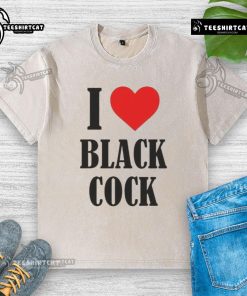 Funny I Love Black Cock Washed T-Shirt featuring a humorous graphic design, perfect for casual wear and gifts.