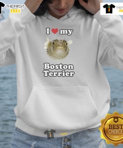 Funny I Love My Boston Terrier Hoodie featuring a playful graphic of a Boston Terrier in vibrant colors.
